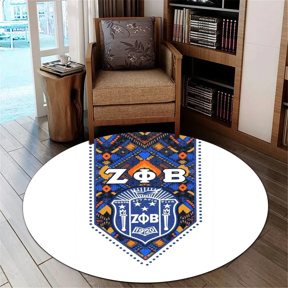 Zeta Phi Beta African Pattern - White Round Carpet, African Rugs, Round Rugs For Home