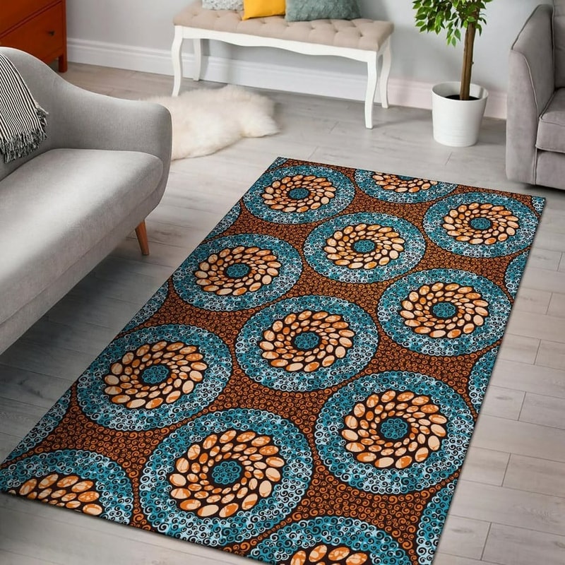 Ankara Circles Of Cowrie, Africa Area Rugs For Home