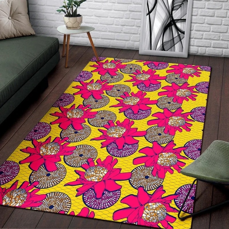 Ankara Protea, Africa Area Rugs For Home