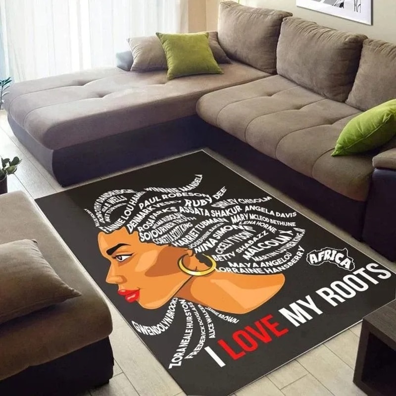 I Love My Roots Black Area Rug, Africa Area Rugs For Home