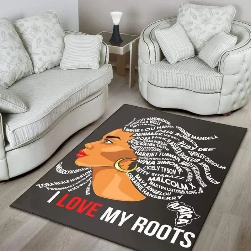 I Love My Roots Black Area Rug, Africa Area Rugs For Home
