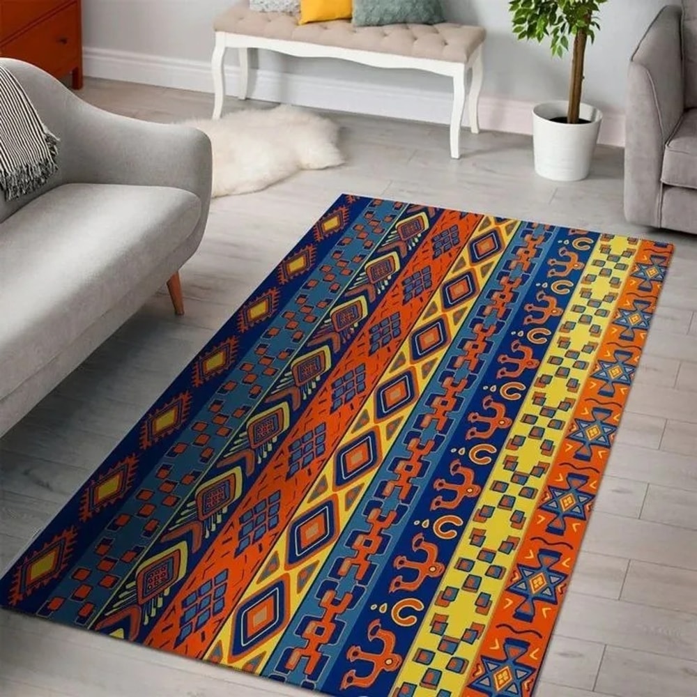African Pattern Line 2 Area Rug, Africa Area Rugs For Home