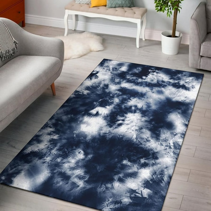 Deep Blue Tie Dye, Africa Area Rugs For Home
