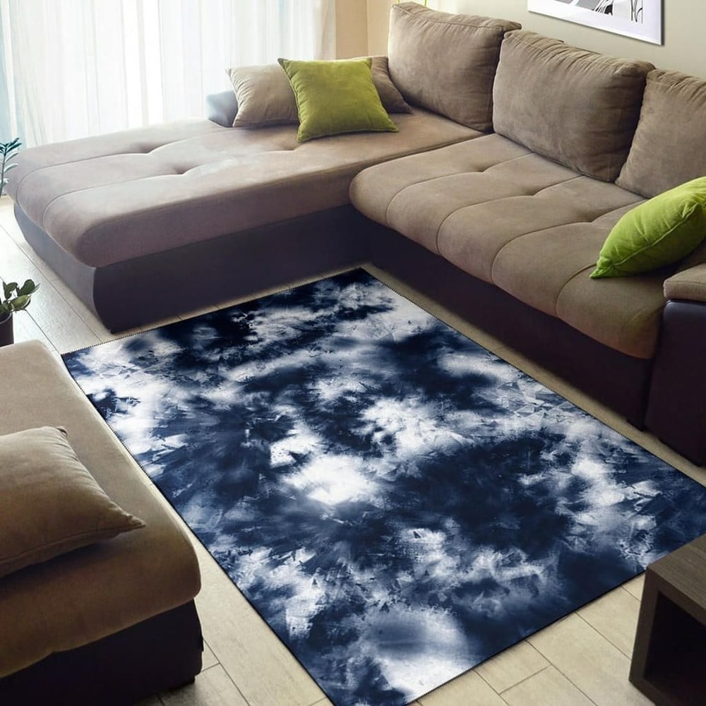 Deep Blue Tie Dye, Africa Area Rugs For Home