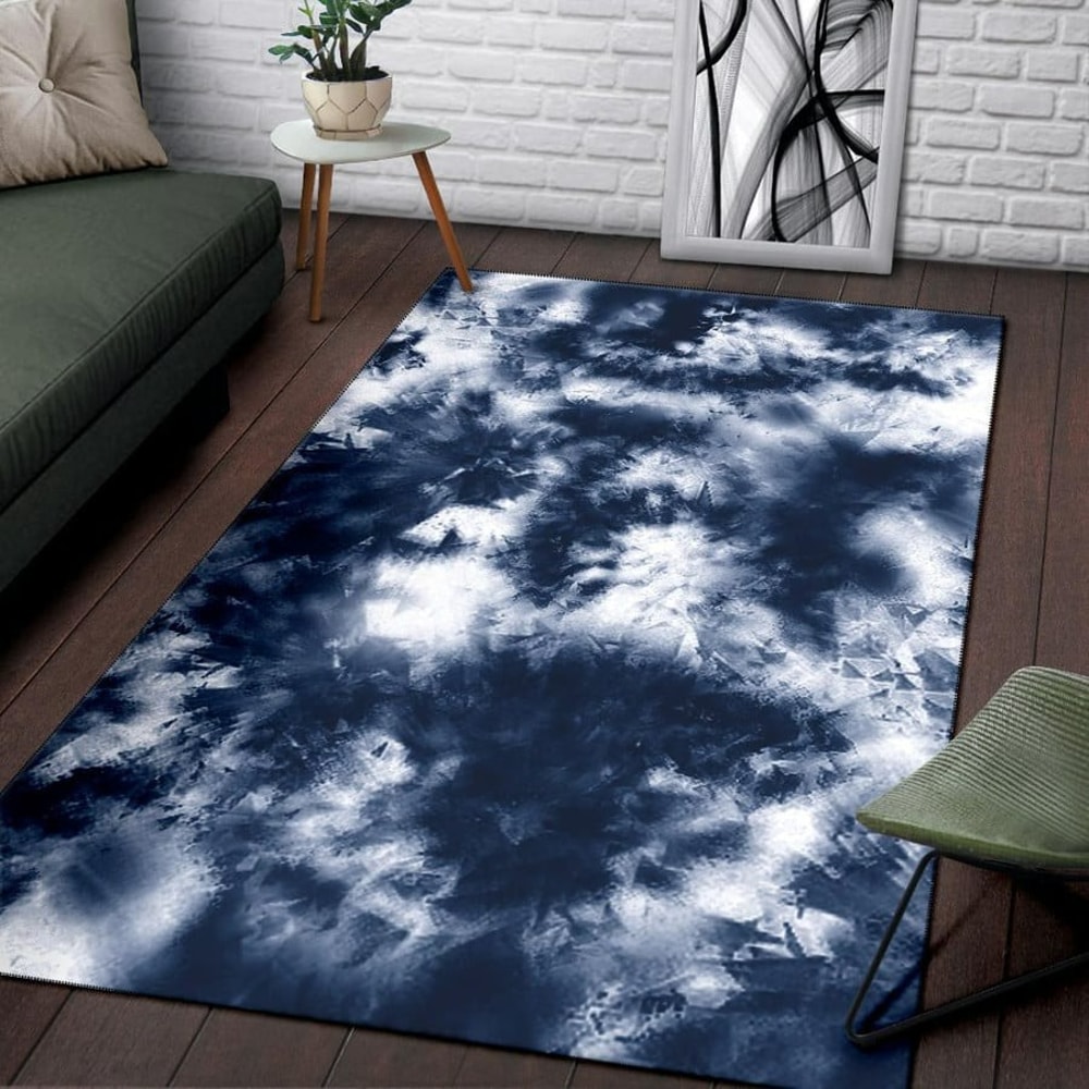 Deep Blue Tie Dye, Africa Area Rugs For Home