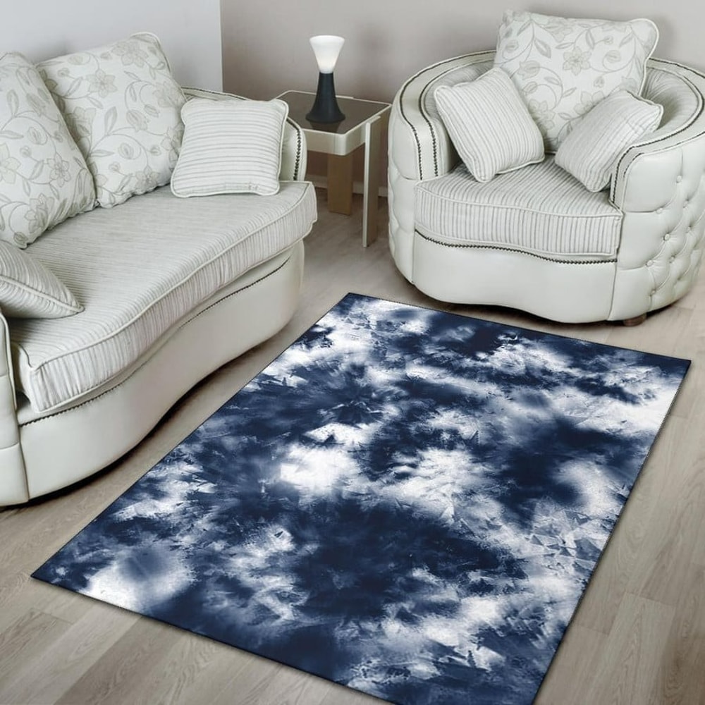 Deep Blue Tie Dye, Africa Area Rugs For Home