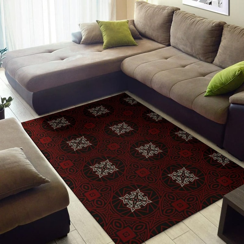 Red Circle Kitenge, Africa Area Rugs For Home