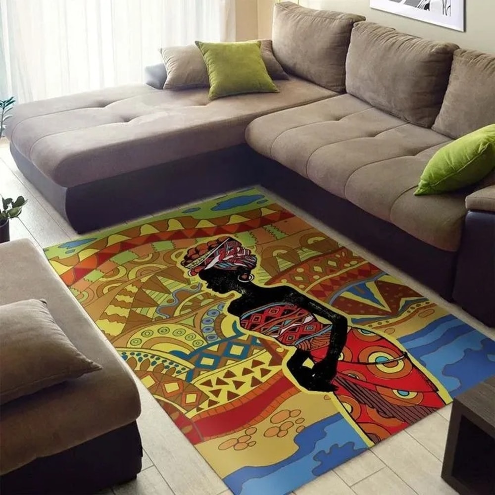 African Figure Drawing Area Rug, Africa Area Rugs For Home