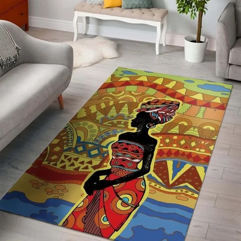 African Figure Drawing Area Rug, Africa Area Rugs For Home