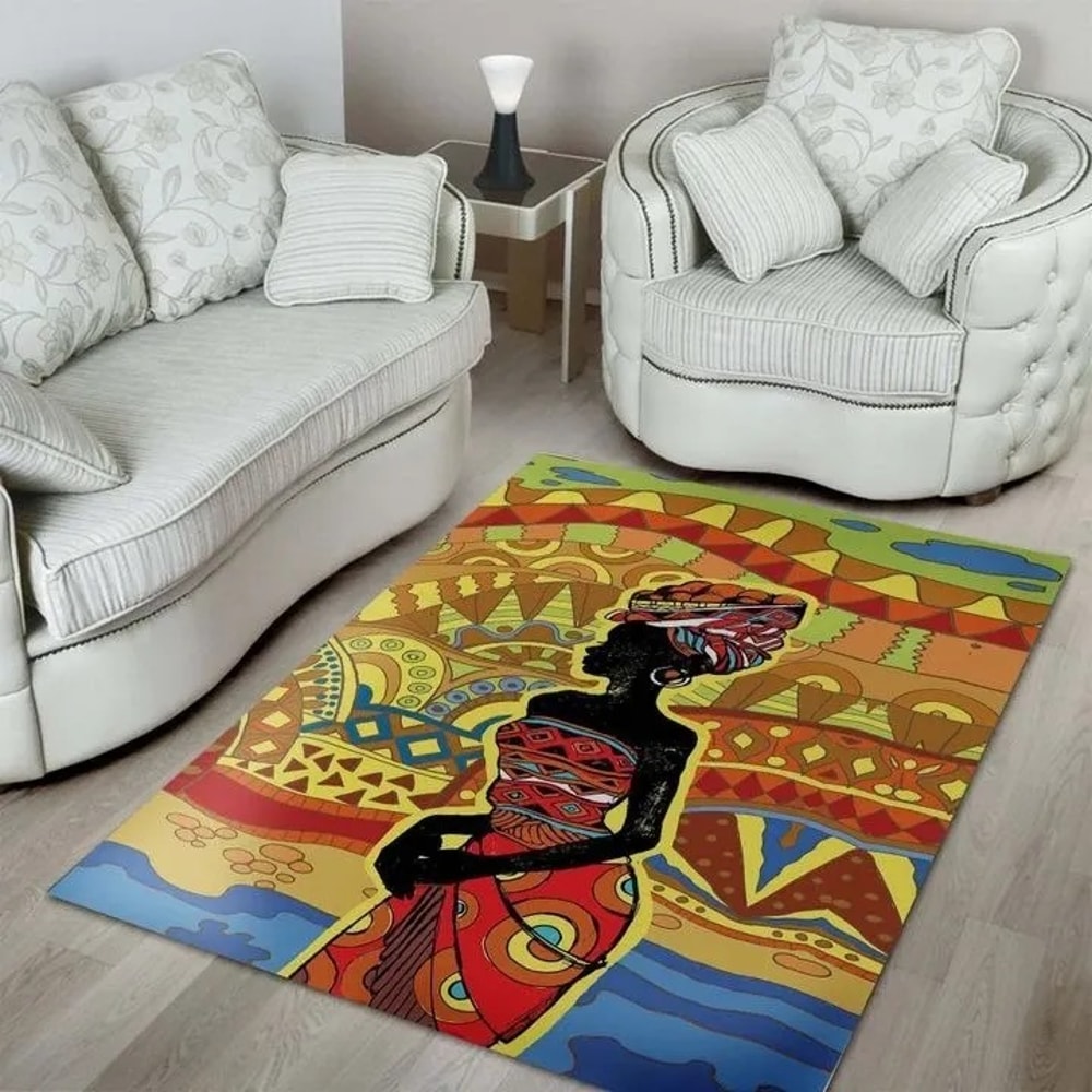 African Figure Drawing Area Rug, Africa Area Rugs For Home