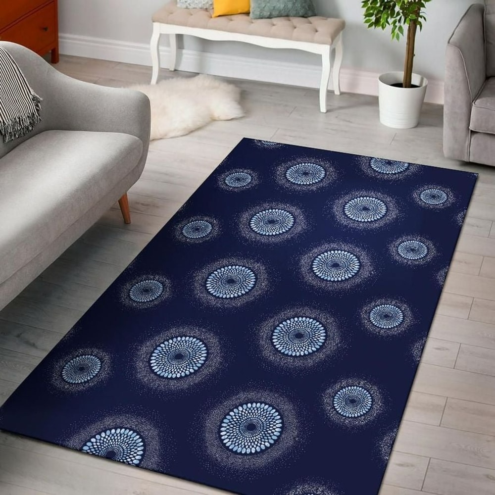 Ankara Blue Dots, Africa Area Rugs For Home