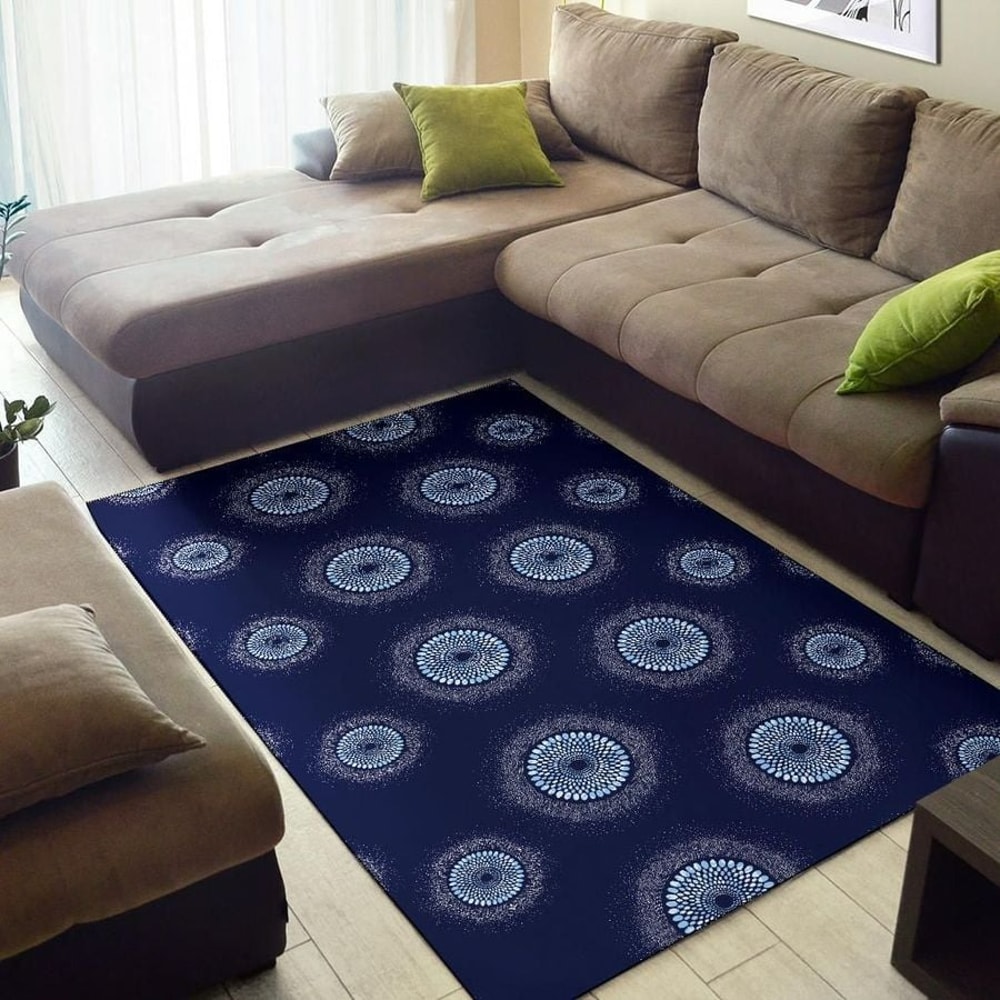 Ankara Blue Dots, Africa Area Rugs For Home