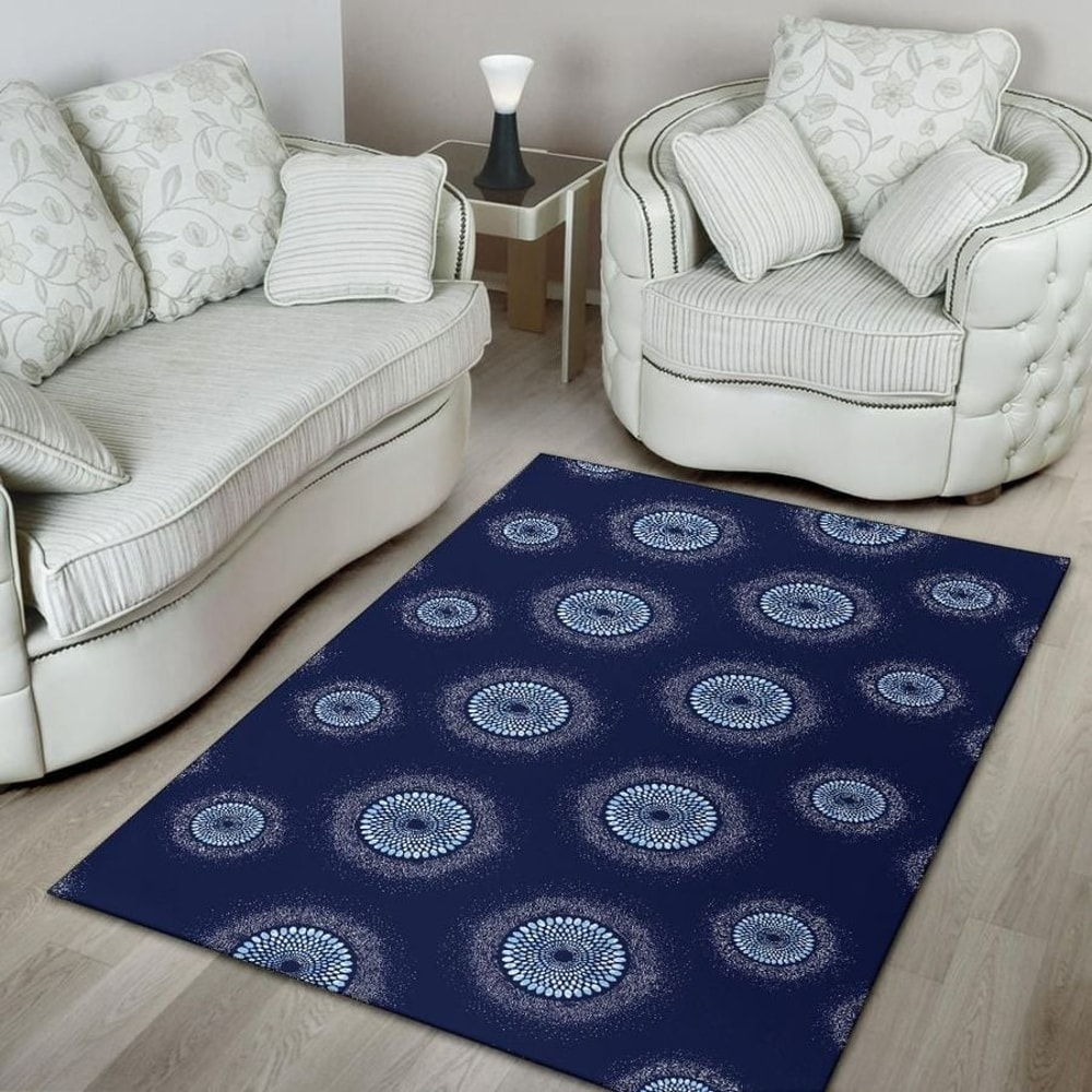 Ankara Blue Dots, Africa Area Rugs For Home