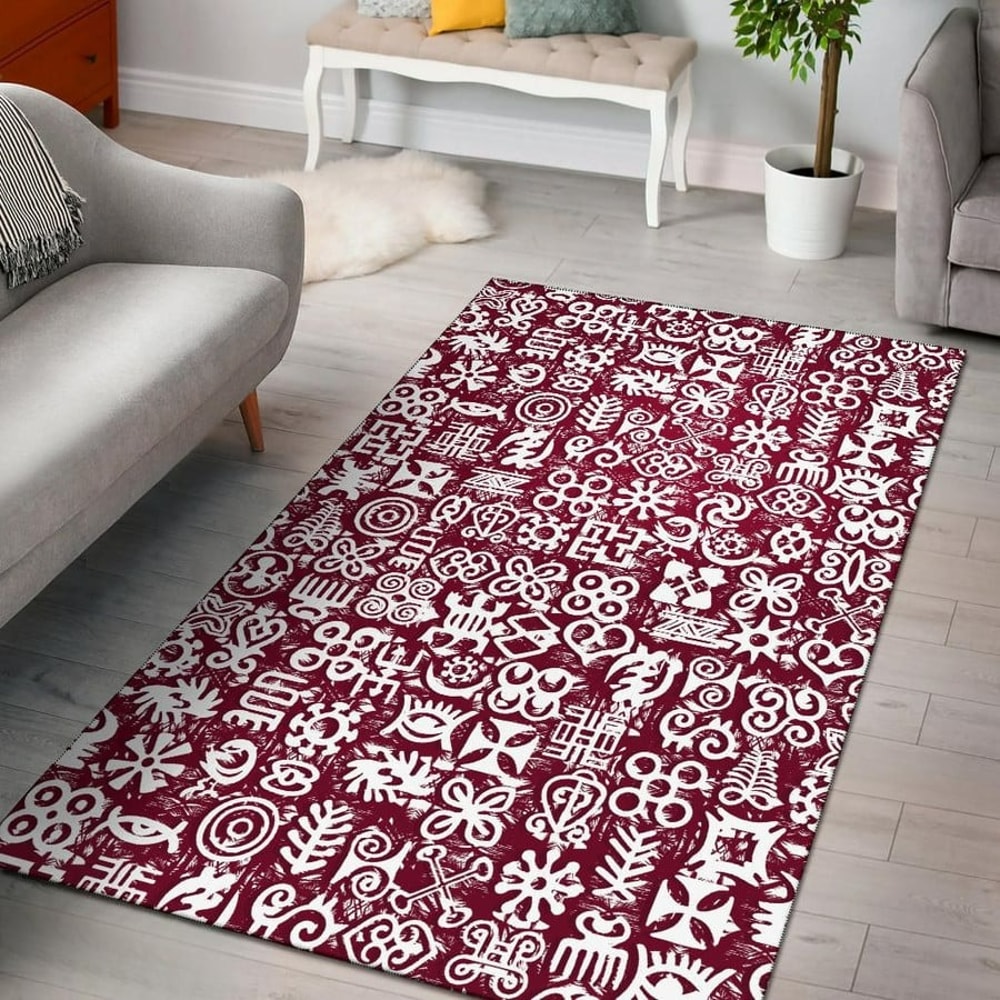 Red Mix Adinkra, Africa Area Rugs For Home