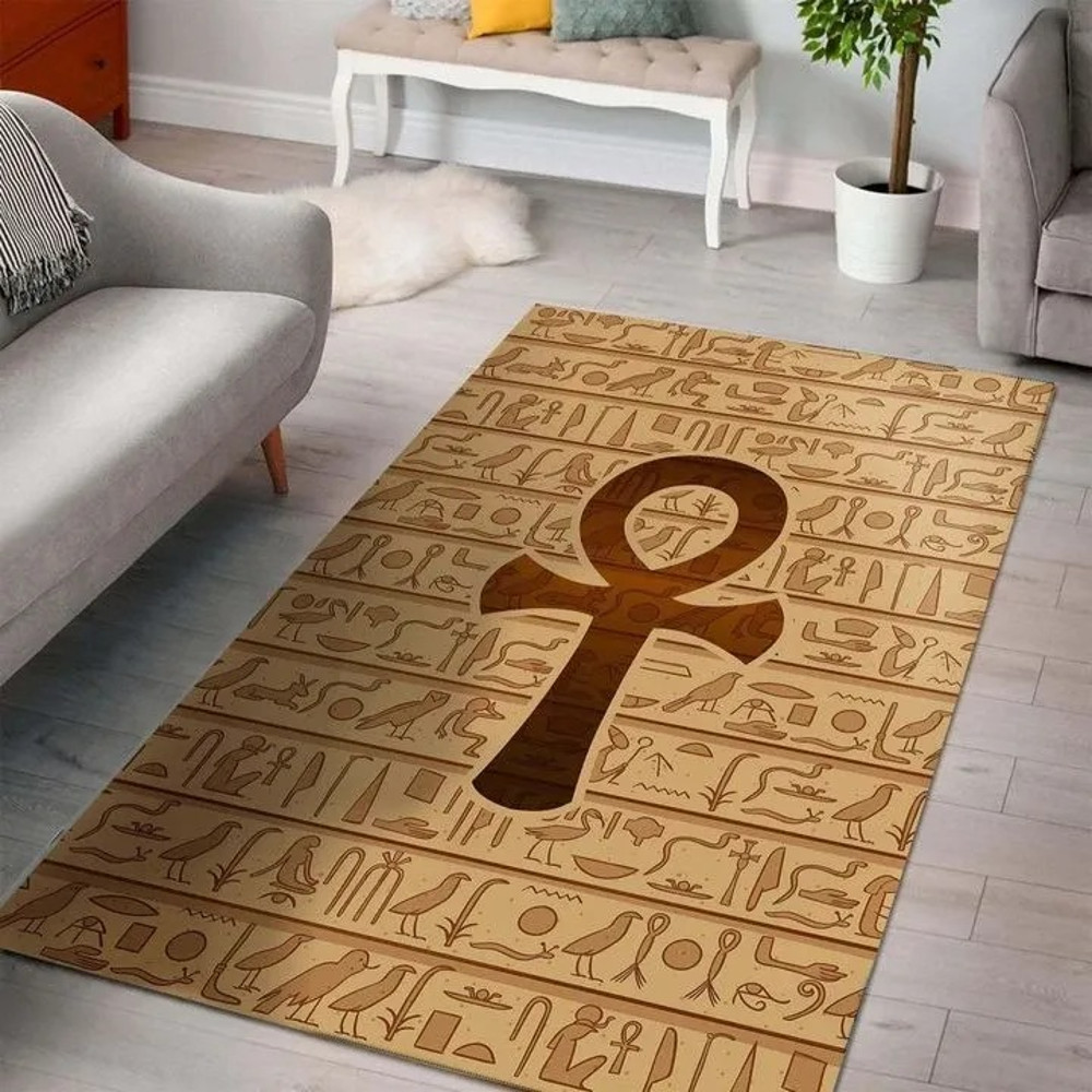 African Ankh Symbol Area Rug, Africa Area Rugs For Home