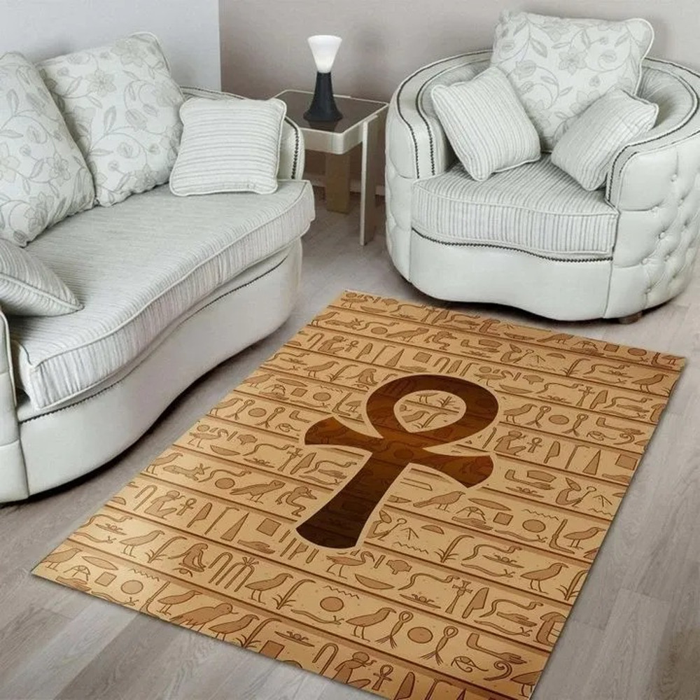 African Ankh Symbol Area Rug, Africa Area Rugs For Home