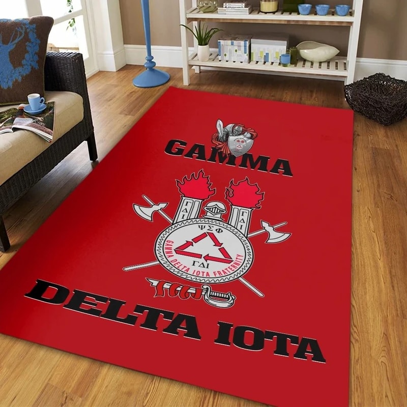 Gamma Delta Iota Letter Red Area Rug, Africa Area Rugs For Home