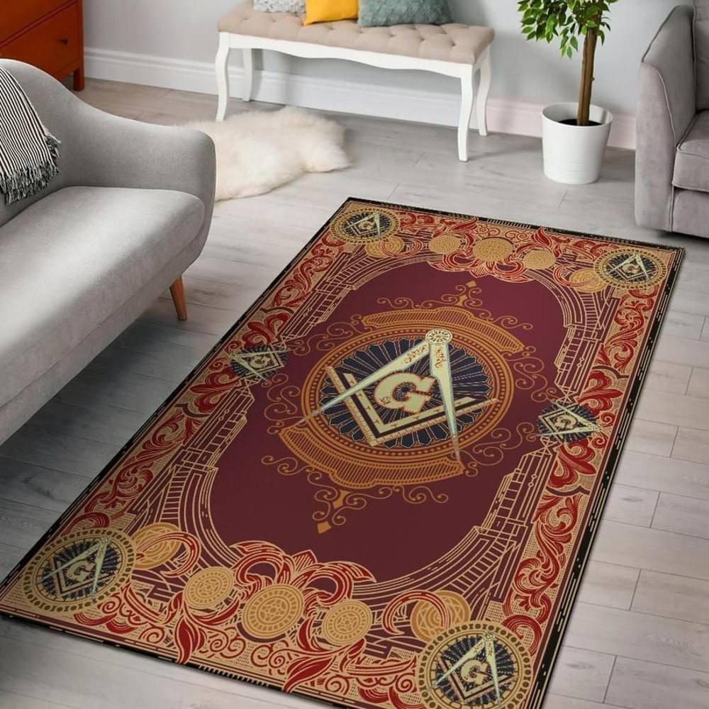Freemason Burgundy Concept Area Rug, Africa Area Rugs For Home