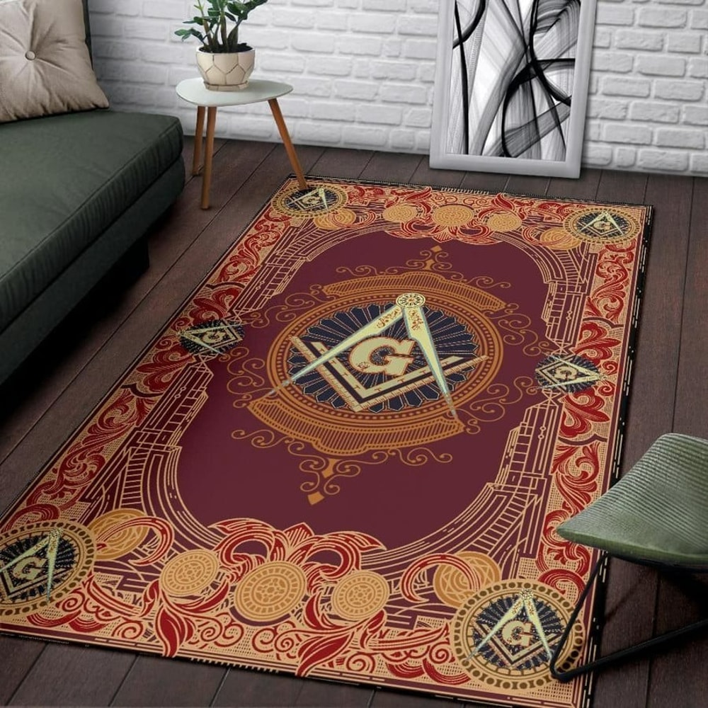 Freemason Burgundy Concept Area Rug, Africa Area Rugs For Home