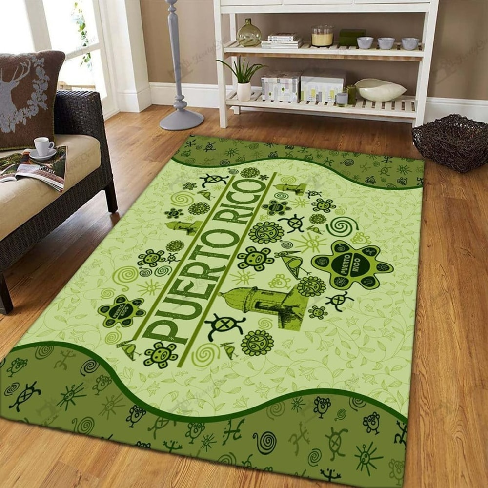Puerto Rico Green Pattern Rug, Africa Area Rugs For Home
