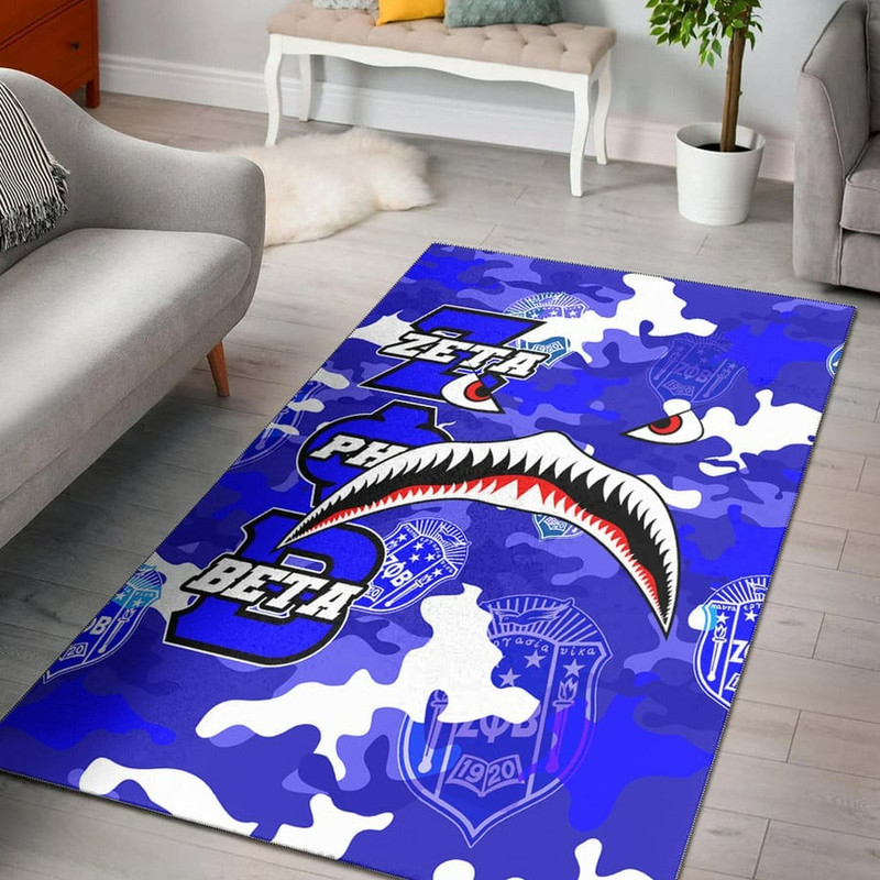 Zeta Phi Beta Full Camo Shark Area Rug, Africa Area Rugs For Home