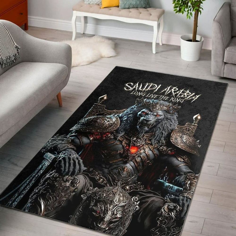 Custom Saudi Arabia Area Rug - King Lion, Africa Area Rugs For Home