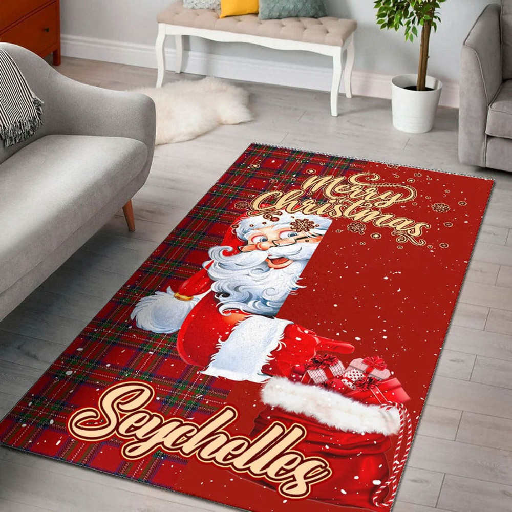 Seychelles Area Rug Santa Claus Merry Christmas You can Personalize Custom Text, Africa Area Rugs For Home