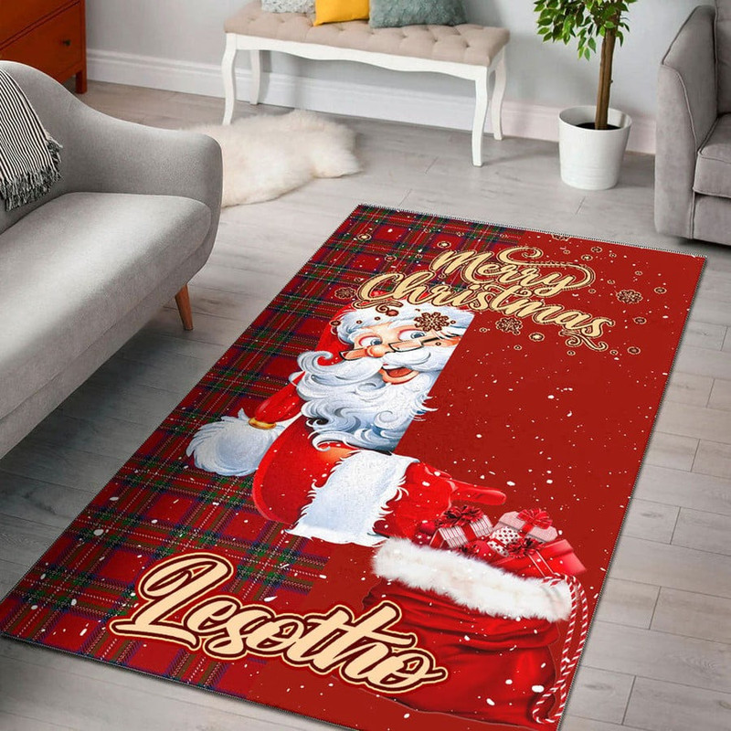 Lesotho Area Rug Santa Claus Merry Christmas You can Personalize Custom Text, Africa Area Rugs For Home