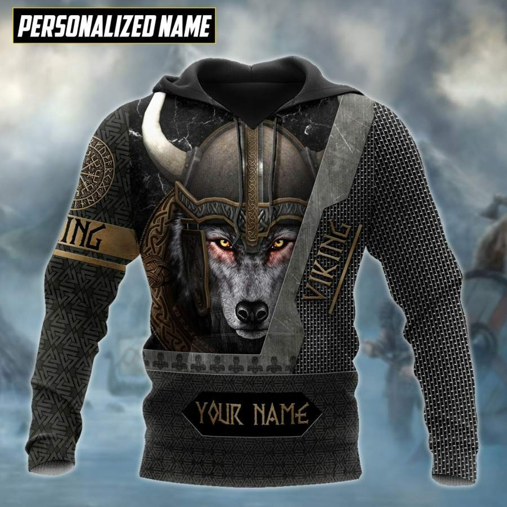 3D Viking Wolf Warrior Custom Hoodie Viking Hoodie For Men Women