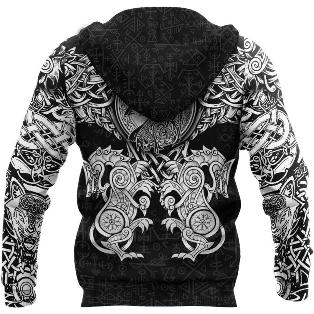 All Over Printed Viking Wolf Hoodie Viking Hoodie For Men Women