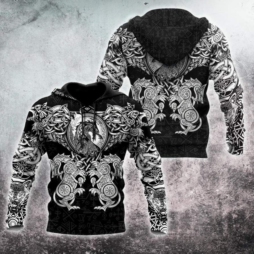 All Over Printed Viking Wolf Hoodie Viking Hoodie For Men Women