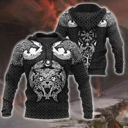 celtic viking wolf hoodie, viking hoodie for men women 2