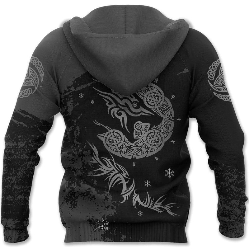 Tyrs Black Fenrir Hoodie Viking Hoodie For Men Women