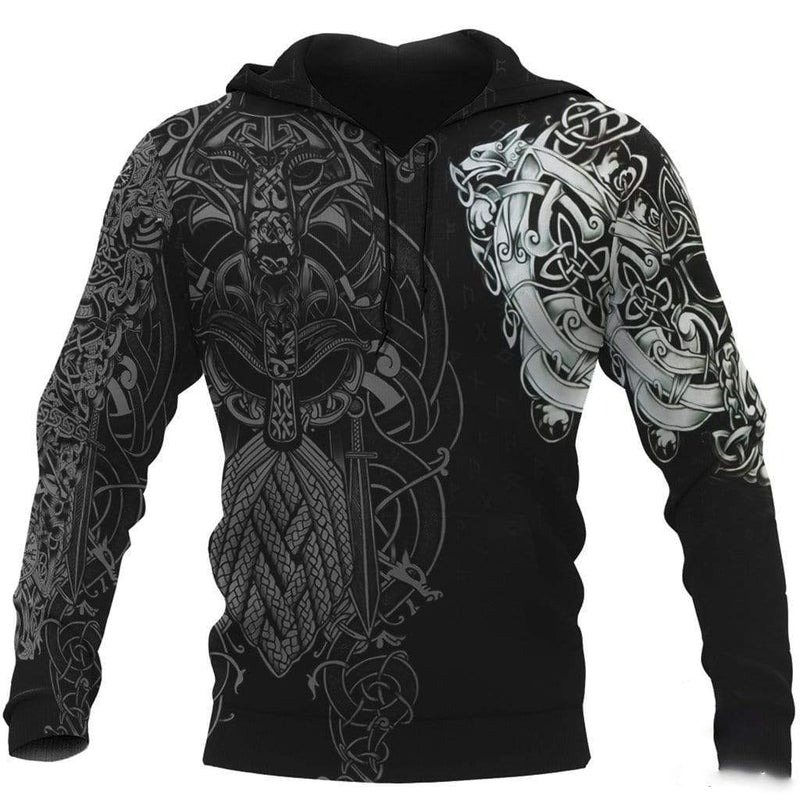 Odin Fenrir Runes Hoodie Viking Hoodie For Men Women