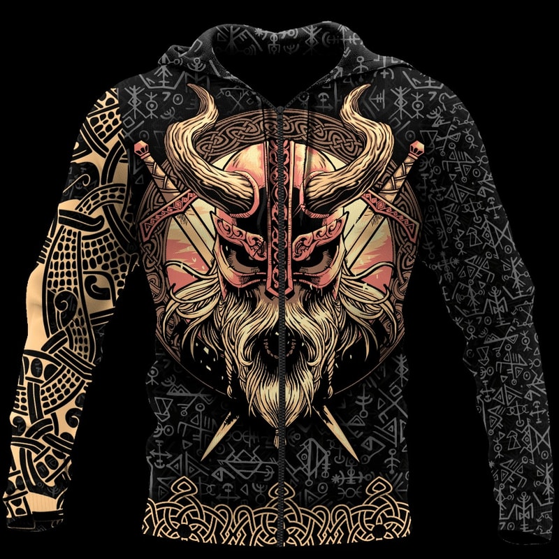 Odins Skull Hoodie Viking Hoodie For Men Women