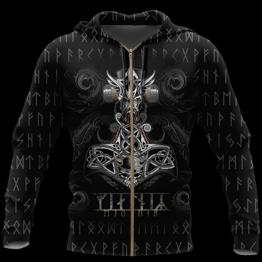 Mjolnir Skull Hoodie Viking Hoodie For Men Women