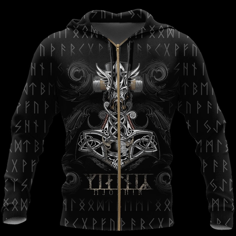 Mjolnir Skull Hoodie Viking Hoodie For Men Women