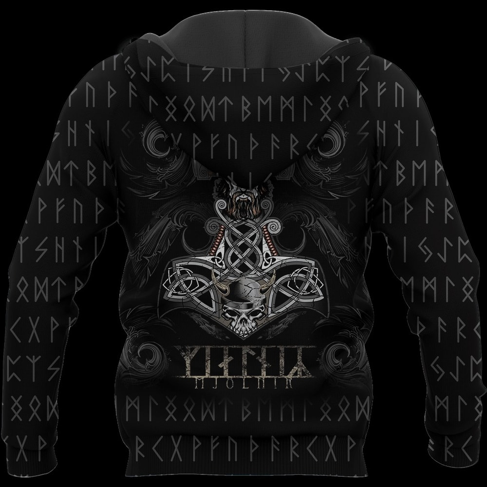 Mjolnir Skull Hoodie Viking Hoodie For Men Women