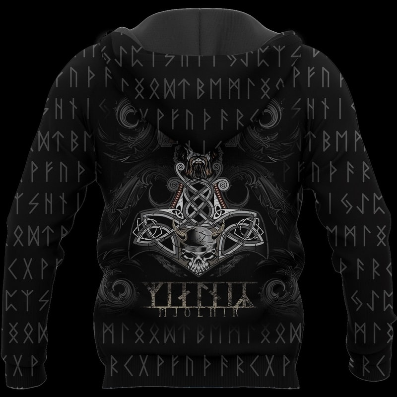 Mjolnir Skull Hoodie Viking Hoodie For Men Women