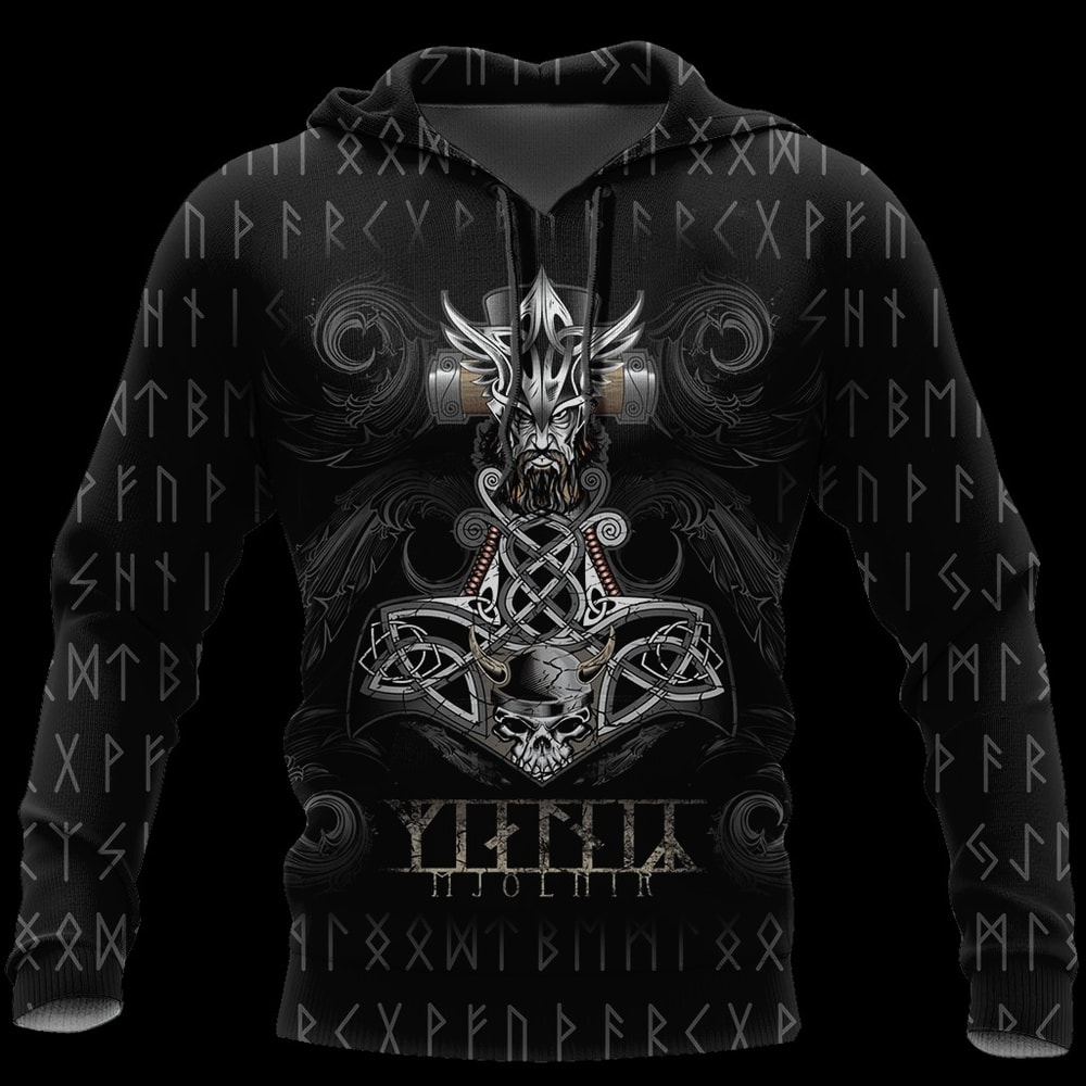 Mjolnir Skull Hoodie Viking Hoodie For Men Women