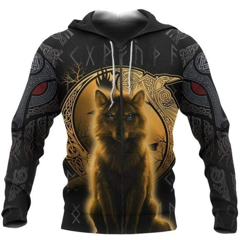 The Fenrir Gold Version Hoodie Viking Hoodie For Men Women