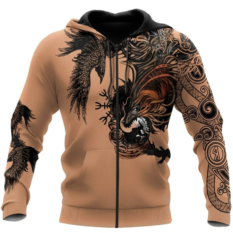 Viking Viking Wolf Fenrir II Hoodie Viking Hoodie For Men Women