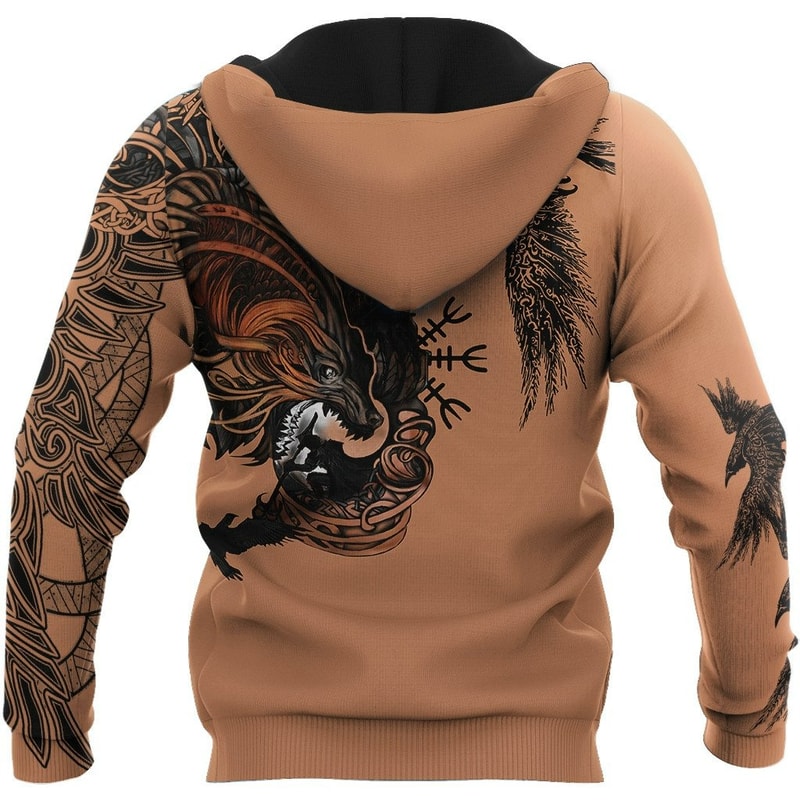 Viking Viking Wolf Fenrir II Hoodie Viking Hoodie For Men Women