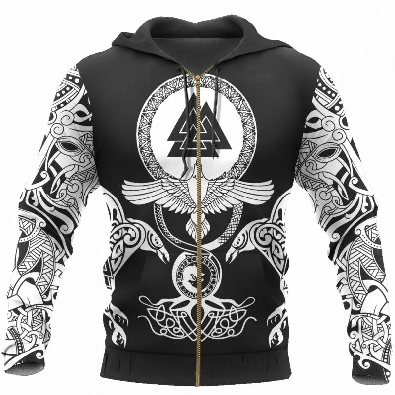 Viking Huginn Tattoo Art Hoodie Viking Hoodie For Men Women