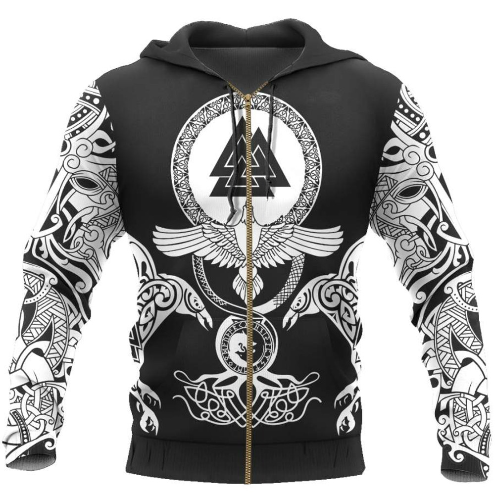 Viking Huginn Tattoo Hoodie Viking Hoodie For Men Women