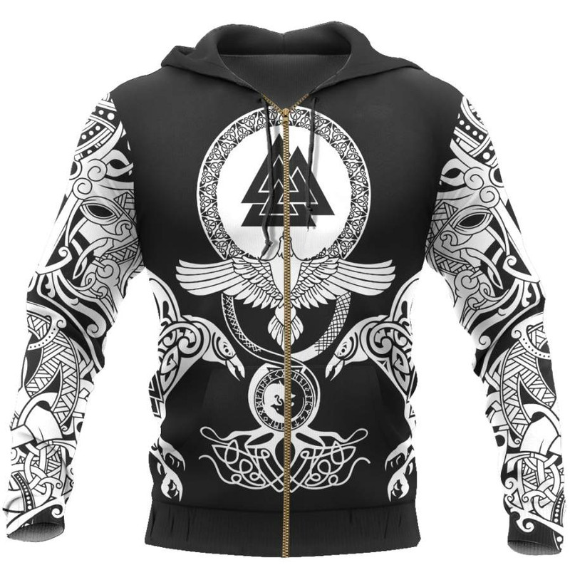 Viking Huginn Tattoo Hoodie Viking Hoodie For Men Women