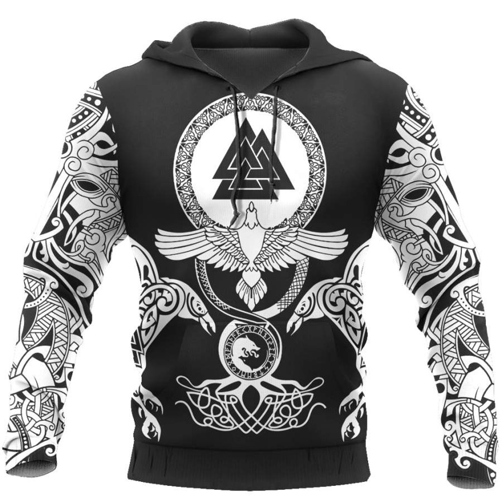 Viking Huginn Tattoo Hoodie Viking Hoodie For Men Women