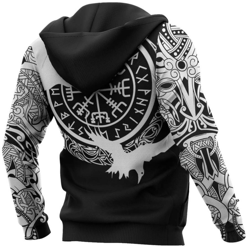 Viking Huginn Tattoo Hoodie Viking Hoodie For Men Women