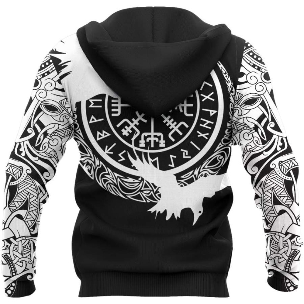 Viking Huginn Tattoo Hoodie Viking Hoodie For Men Women