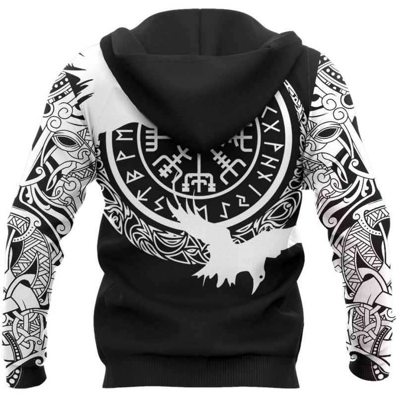 Viking Huginn Tattoo Hoodie Viking Hoodie For Men Women